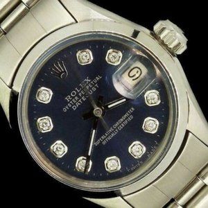 Rolex Ladies Datejust Oyster Steel Diamond Dial Watch